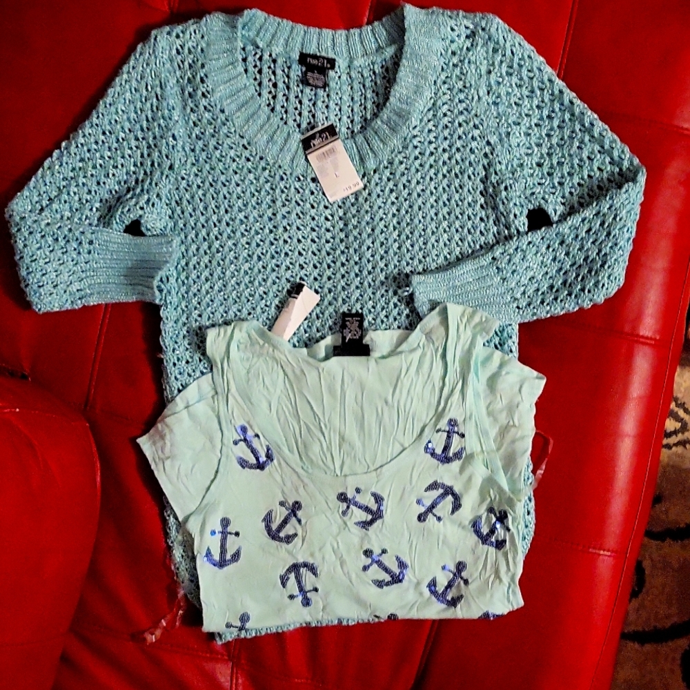 Mesh sweater with matching tank sz M